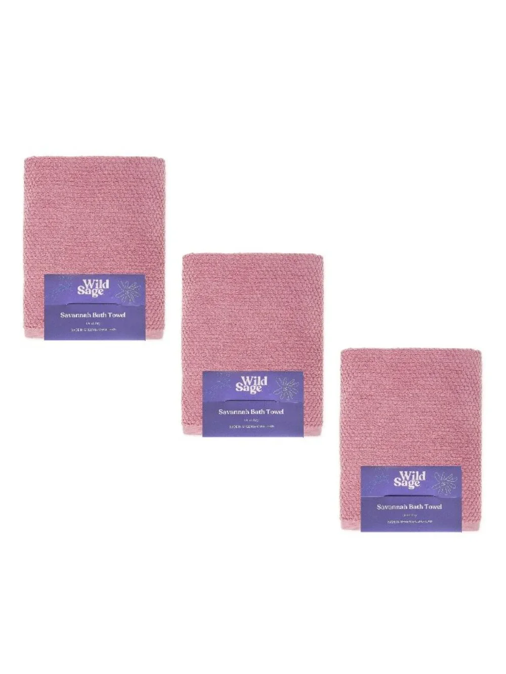 3 new MAUVE PINK Wild Sage Savannah Quick Dry 90% Cotton 30